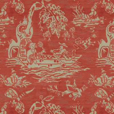 Фото Ткань портьерная с рисунком - Туаль - стиль Английский - Красная - Купить в Интернет-магазине