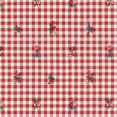 Фото Ткань портьерная с рисунком - Клетка - стиль Английский - Красная - Купить в Интернет-магазине
