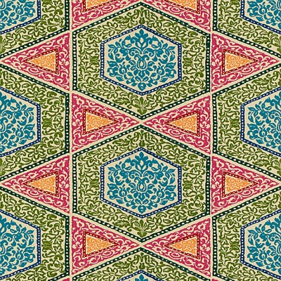 Фото Ткань портьерная с рисунком - Орнамент - стиль Английский - Зеленый - Купить в Интернет-магазине