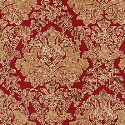 Фото Ткань портьерная с рисунком - Дамаск - стиль Английский - Красный - Купить в Интернет-магазине