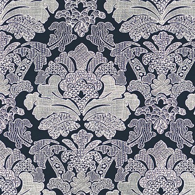 Фото Ткань портьерная с рисунком - Дамаск - стиль Английский - Синий - Купить в Интернет-магазине