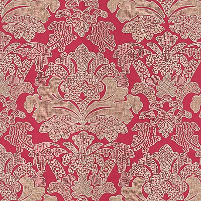 Фото Ткань портьерная с рисунком - Дамаск - стиль Английский - Малиновый - Купить в Интернет-магазине