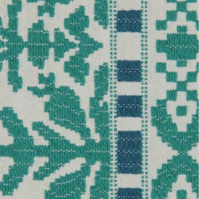 Фото Ткань портьерная с рисунком - Орнамент - стиль Американский - Бирюзовый - Купить в Интернет-магазине