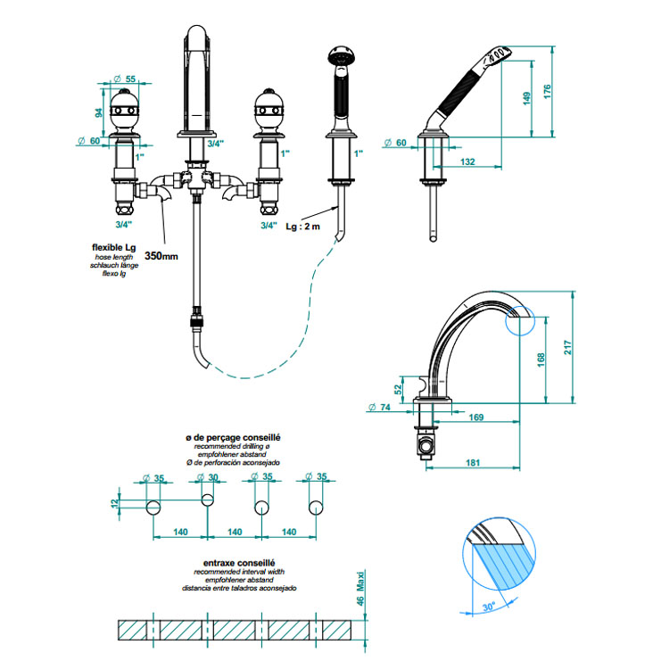 Фото Смеситель для душа и ванны - стиль Европейский - Купить в Интернет-магазине