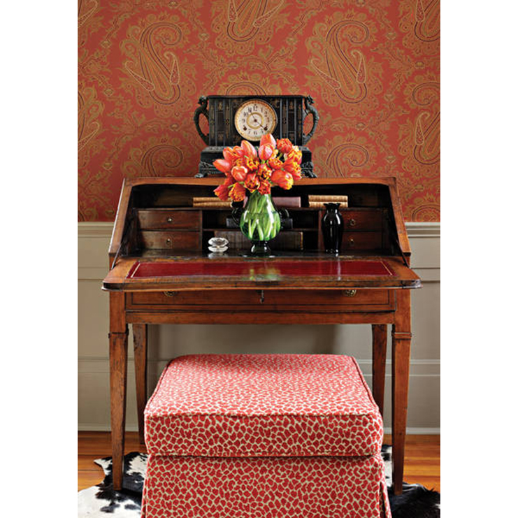 Фото Обои с рисунком - Пейсли - стиль Американский - Красные - Купить в Интернет-магазине