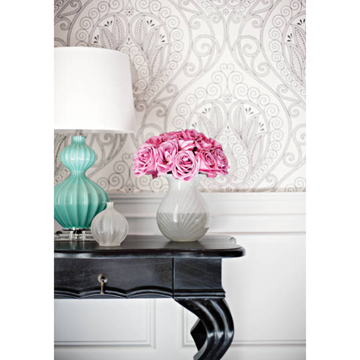 Фото Обои с рисунком - Дамаск - стиль Американский - Зеленые - Купить в Интернет-магазине