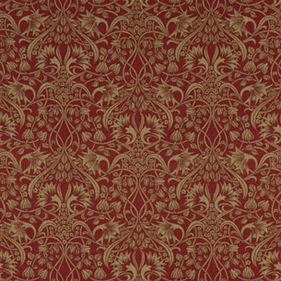 Фото Ткань портьерная с рисунком - Дамаск - стиль Английский - Красный - Купить в Интернет-магазине