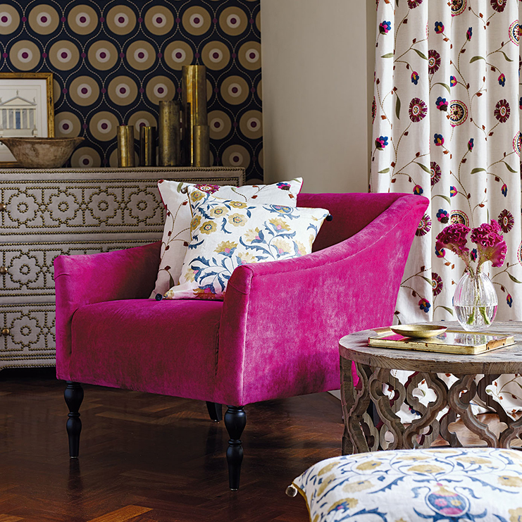 Фото Обои с рисунком - Орнамент - стиль Английская классика - Синие - Купить в Интернет-магазине