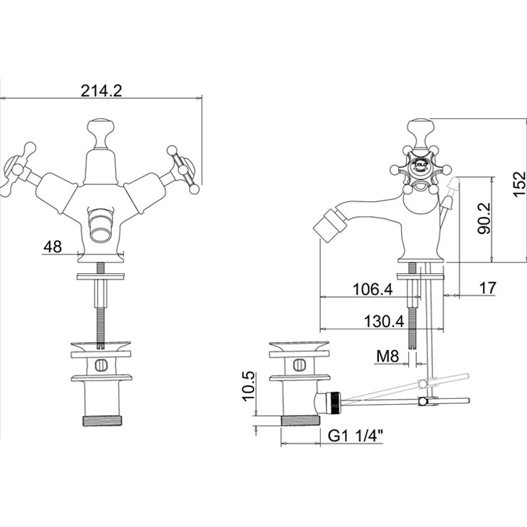 Фото Смеситель для биде - стиль Английский - Купить в Интернет-магазине