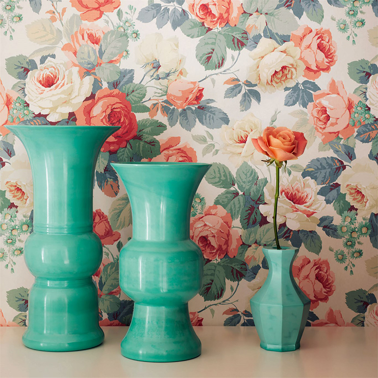 Фото Обои с рисунком - Цветы - стиль Английская классика - Голубы - Купить в Интернет-магазине