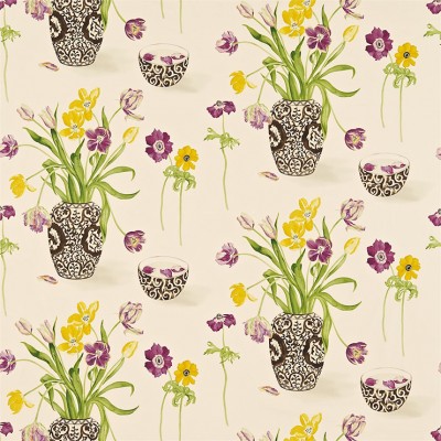 Фото Ткань портьерная с рисунком - Крупный декор - стиль Английский - Кремовый - Купить в Интернет-магазине