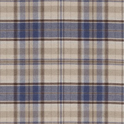 Фото Ткань портьерная с рисунком - Клетка - стиль Английский - Синяя - Купить в Интернет-магазине
