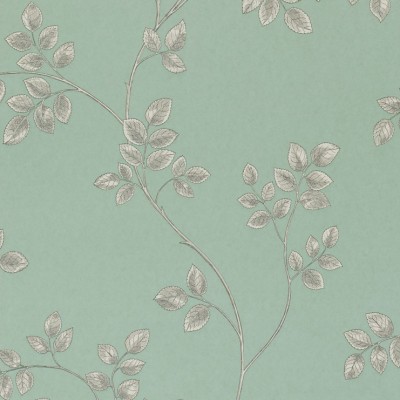 Фото Обои с рисунком - Растение - стиль Английская классика - Бирюзовые - Купить в Интернет-магазине