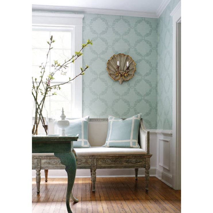 Фото Обои с рисунком - Орнамент - стиль Американский - Бирюзовые - Купить в Интернет-магазине