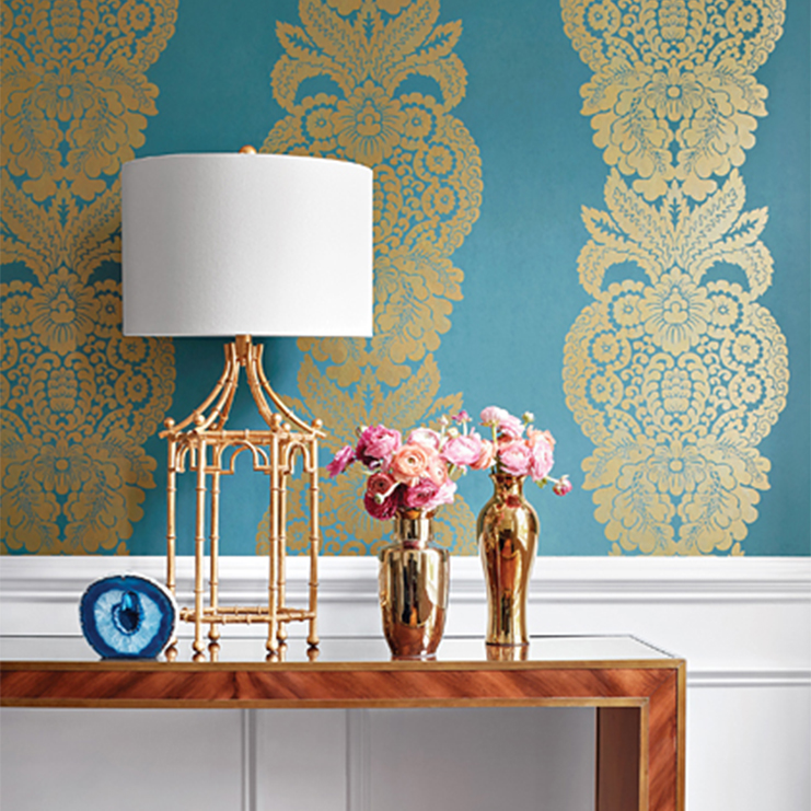 Фото Обои с рисунком - Крупный декор - стиль Американский - Синие - Купить в Интернет-магазине