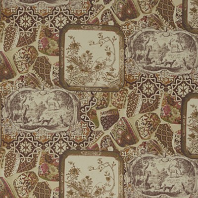 Фото Ткань портьерная с рисунком - Крупный декор - стиль Английский - Бежевый - Купить в Интернет-магазине