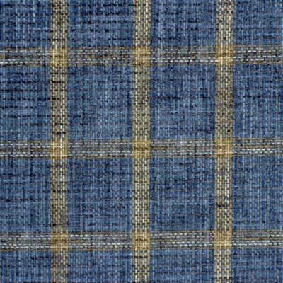 Фото Ткань портьерная с рисунком - Клетка - стиль Английский - Синяя - Купить в Интернет-магазине