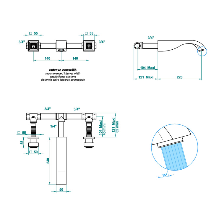 Фото Смеситель для душа и ванны - стиль Европейский - Купить в Интернет-магазине