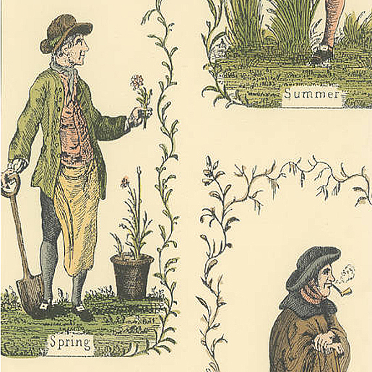 Фото Обои с рисунком - Крупный декор - стиль Английская классика - Кремовые - Купить в Интернет-магазине