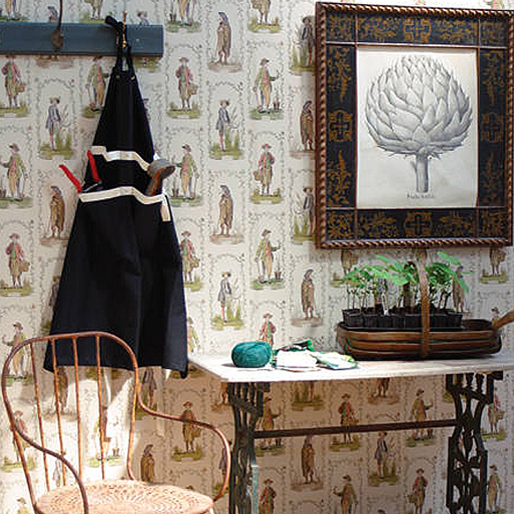 Фото Обои с рисунком - Крупный декор - стиль Английская классика - Кремовые - Купить в Интернет-магазине