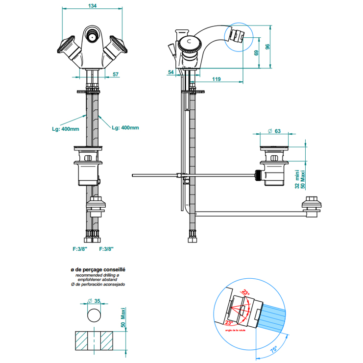 Фото Смеситель для биде - стиль Европейский - Купить в Интернет-магазине