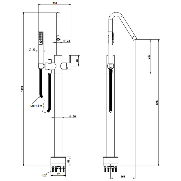 Фото Смеситель для душа и ванны - стиль Современный - Купить в Интернет-магазине