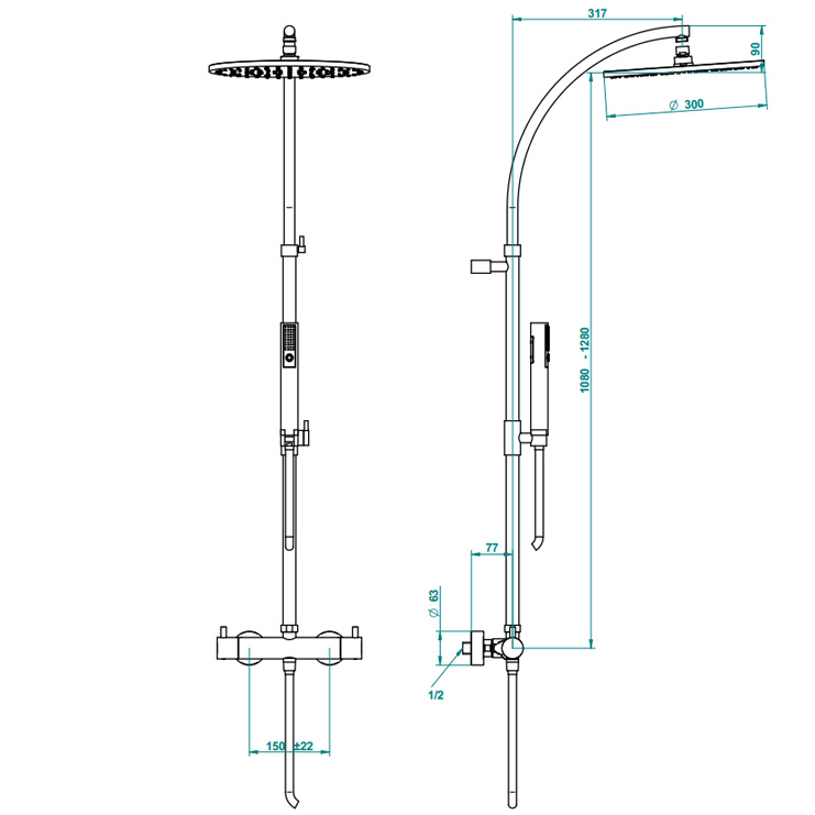 Фото Смеситель для душа и ванны - стиль Современный - Купить в Интернет-магазине