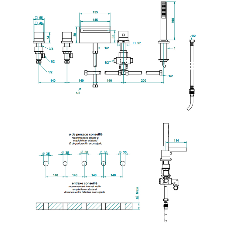 Фото Смеситель для душа и ванны - стиль Современный - Купить в Интернет-магазине