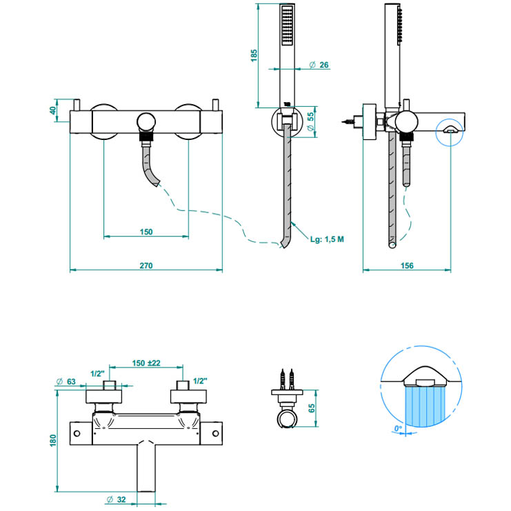 Фото Смеситель для душа и ванны - стиль Современный - Купить в Интернет-магазине