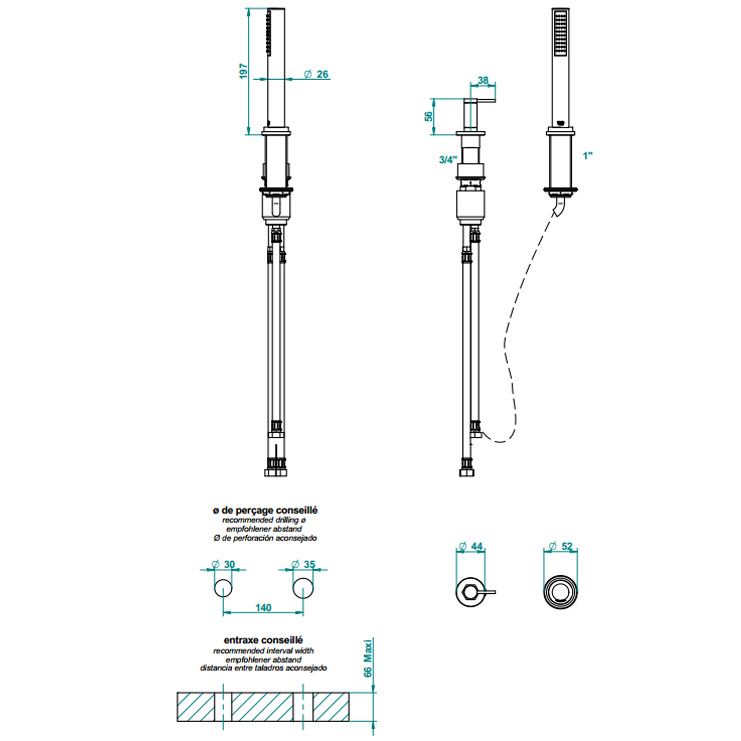 Фото Смеситель для душа и ванны - стиль Современный - Купить в Интернет-магазине