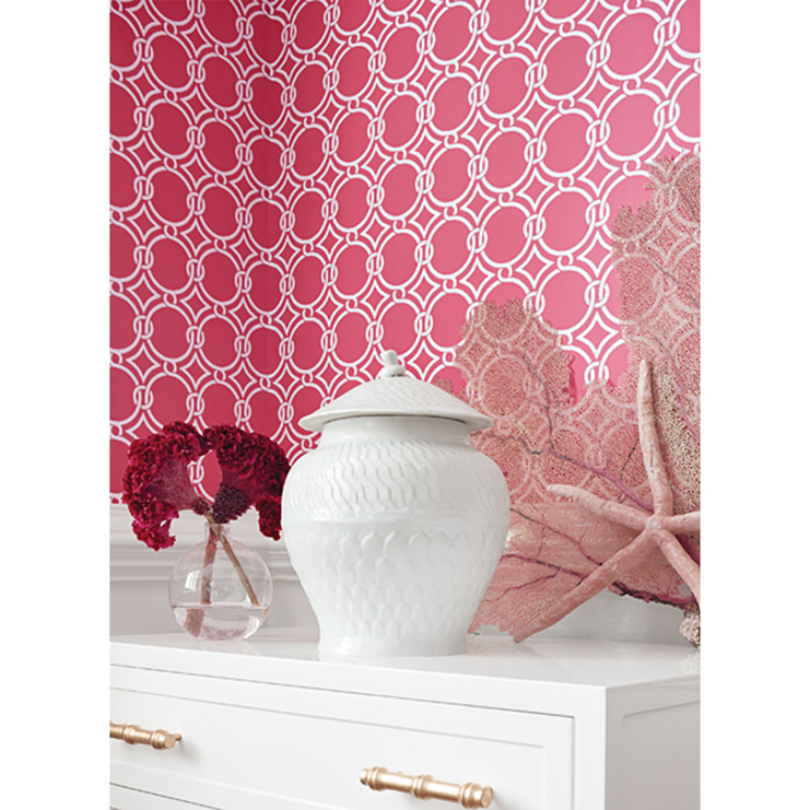 Фото Обои с рисунком - Орнамент - стиль Американский - Розовые - Купить в Интернет-магазине