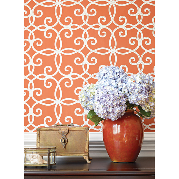 Фото Обои с рисунком - Орнамент - стиль Американский - Оранжевые - Купить в Интернет-магазине