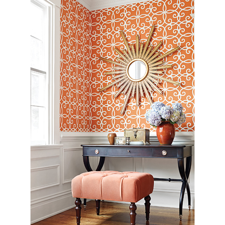 Фото Обои с рисунком - Орнамент - стиль Американский - Оранжевые - Купить в Интернет-магазине