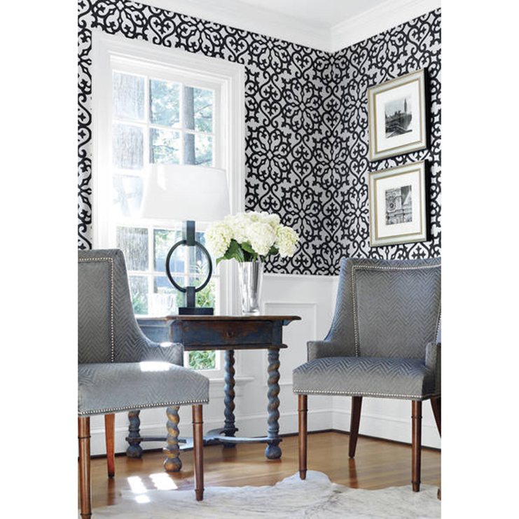 Фото Обои с рисунком - Орнамент - стиль Американский - Серебристые - Купить в Интернет-магазине