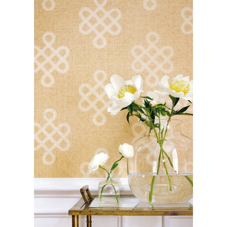Фото Обои тканевые - Орнамент - стиль Американский - Бежевые - Купить в Интернет-магазине