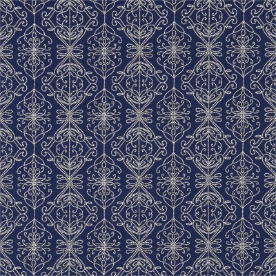 Фото Ткань портьерная с рисунком - Орнамент - стиль Английский - Синий - Купить в Интернет-магазине