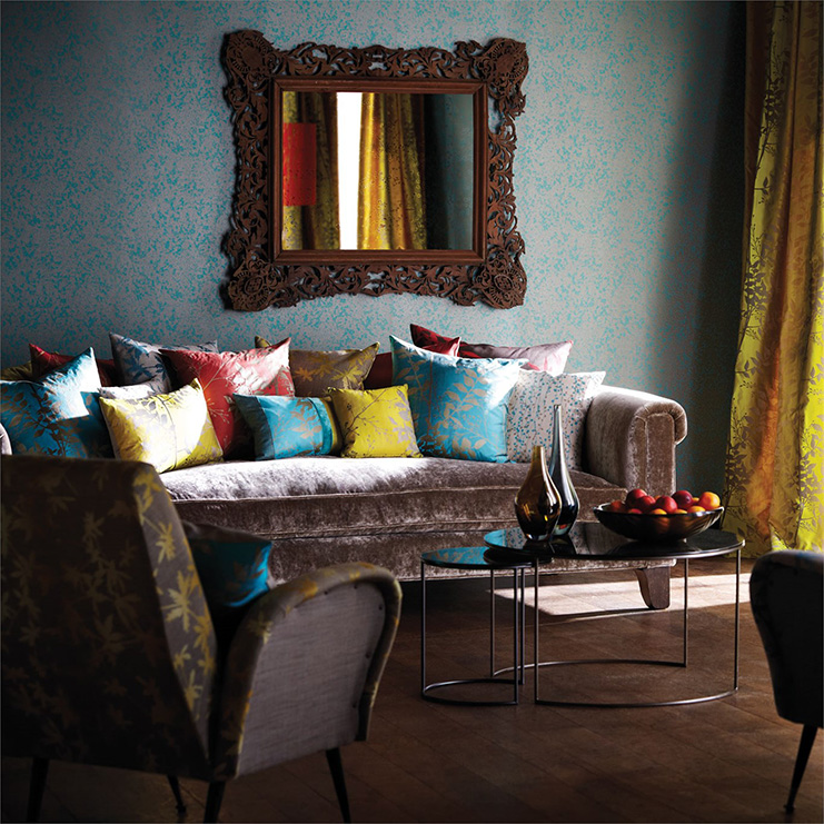 Фото Обои с рисунком - Орнамент - стиль Современных дизайнеров - Бирюзовые - Купить в Интернет-магазине