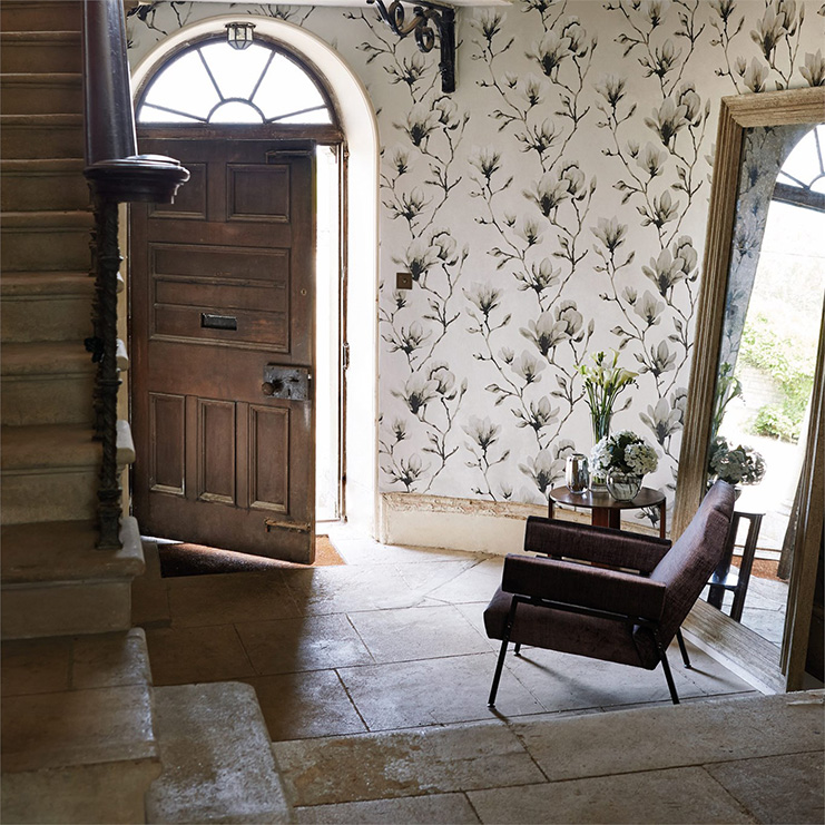 Фото Обои с рисунком - Цветы - стиль Современный - Серые - Купить в Интернет-магазине