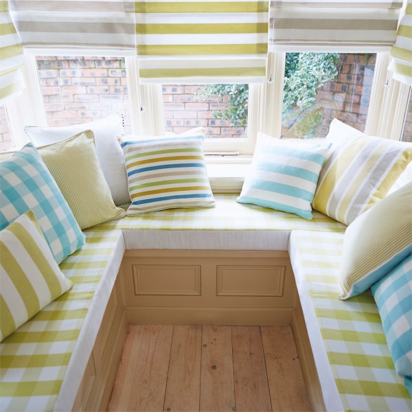 Фото Ткань портьерная с рисунком - Клетка - стиль Английский - Желтая - Купить в Интернет-магазине