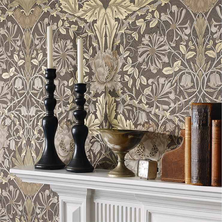 Фото Обои с рисунком - Растение - стиль Английская классика - Серые - Купить в Интернет-магазине