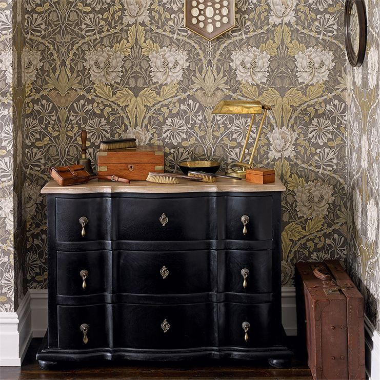 Фото Обои с рисунком - Растение - стиль Английская классика - Серые - Купить в Интернет-магазине