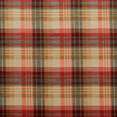 Фото Ткань портьерная с рисунком - Клетка - стиль Английский - Красная - Купить в Интернет-магазине