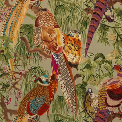 Фото Ткань портьерная с рисунком - Крупный декор - стиль Английский - Зеленый - Купить в Интернет-магазине