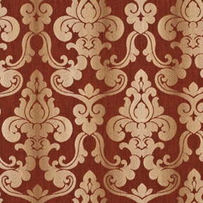 Фото Ткань портьерная с рисунком - Дамаск - стиль Английский - Красный - Купить в Интернет-магазине