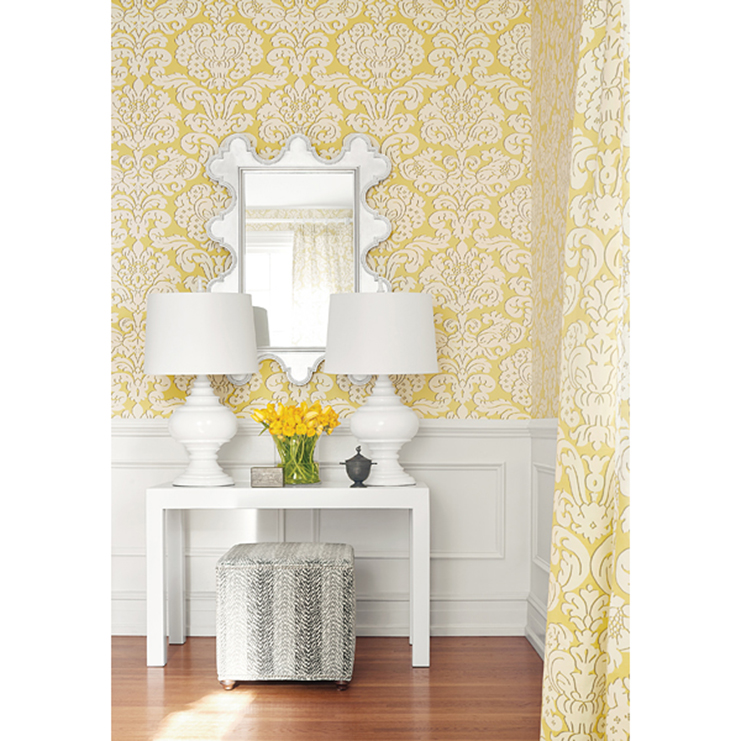 Фото Обои с рисунком - Дамаск - стиль Американский - Зеленые - Купить в Интернет-магазине