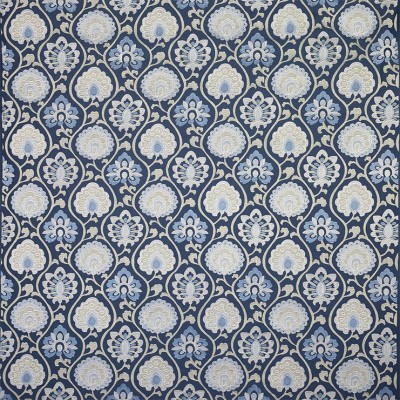 Фото Ткань портьерная с рисунком - Орнамент - стиль Английский - Синий - Купить в Интернет-магазине