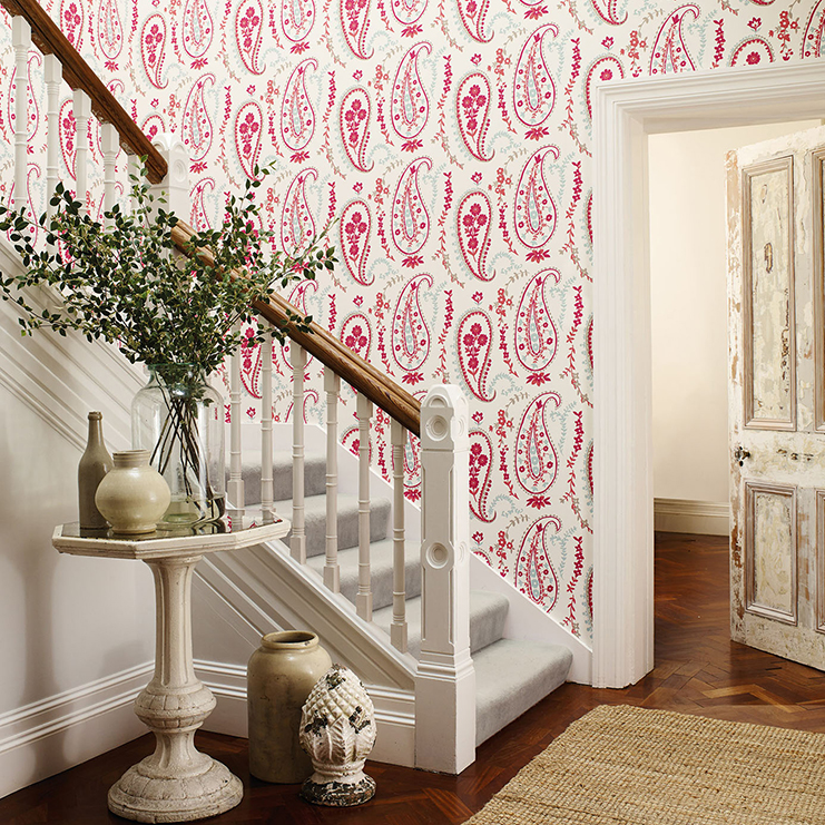 Фото Обои с рисунком - Пейсли - стиль Английская классика - Розовые - Купить в Интернет-магазине