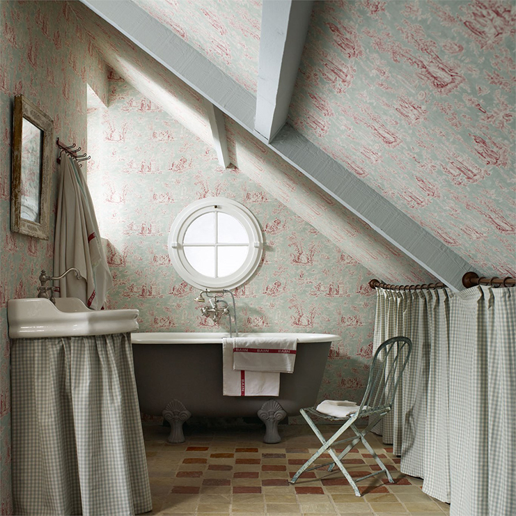 Фото Обои с рисунком - Туаль - стиль Английская классика - Светло-серые - Купить в Интернет-магазине