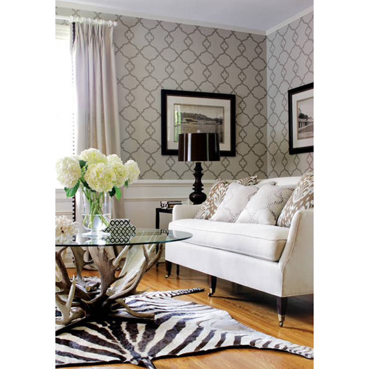 Фото Обои с рисунком - Орнамент - стиль Американский - Белые - Купить в Интернет-магазине