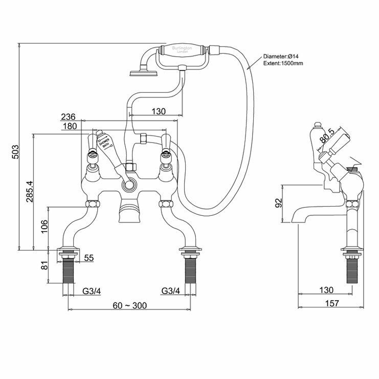 Фото Смеситель для душа и ванны - стиль Английский - Купить в Интернет-магазине